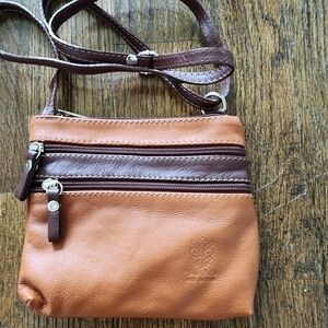 Vera Pelle Cognac Crossbody- Made in Italy